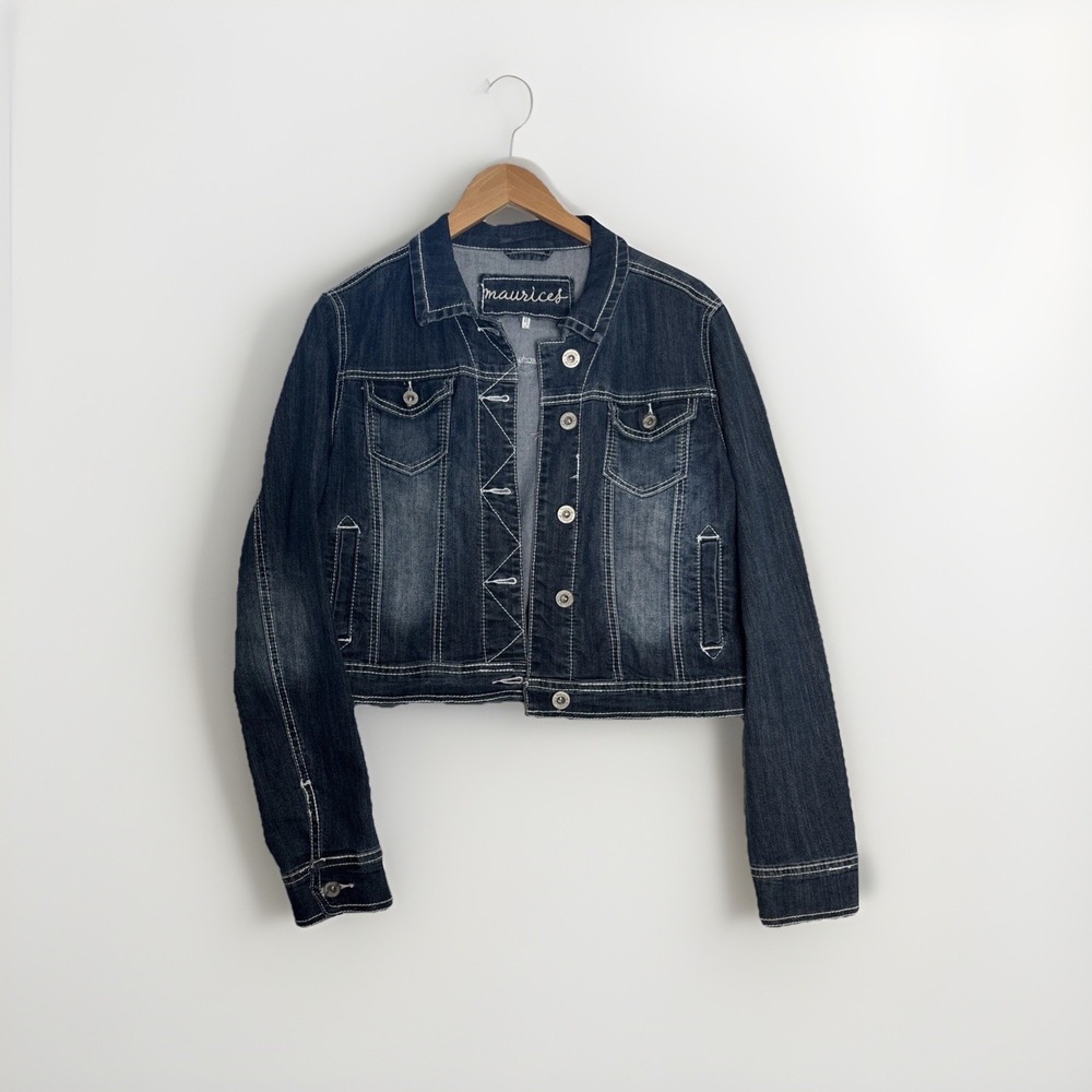 Women's Maurice's Dark Wash Denim Jacket Large Normcore Cottagecore Citycore